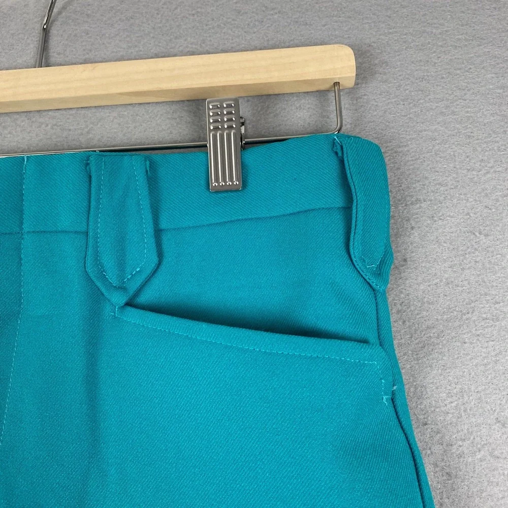 Vtg 70's MESQUITE NIVER Western Pants Mens 31x30 Teal Pearl Snap Flare Cowboy